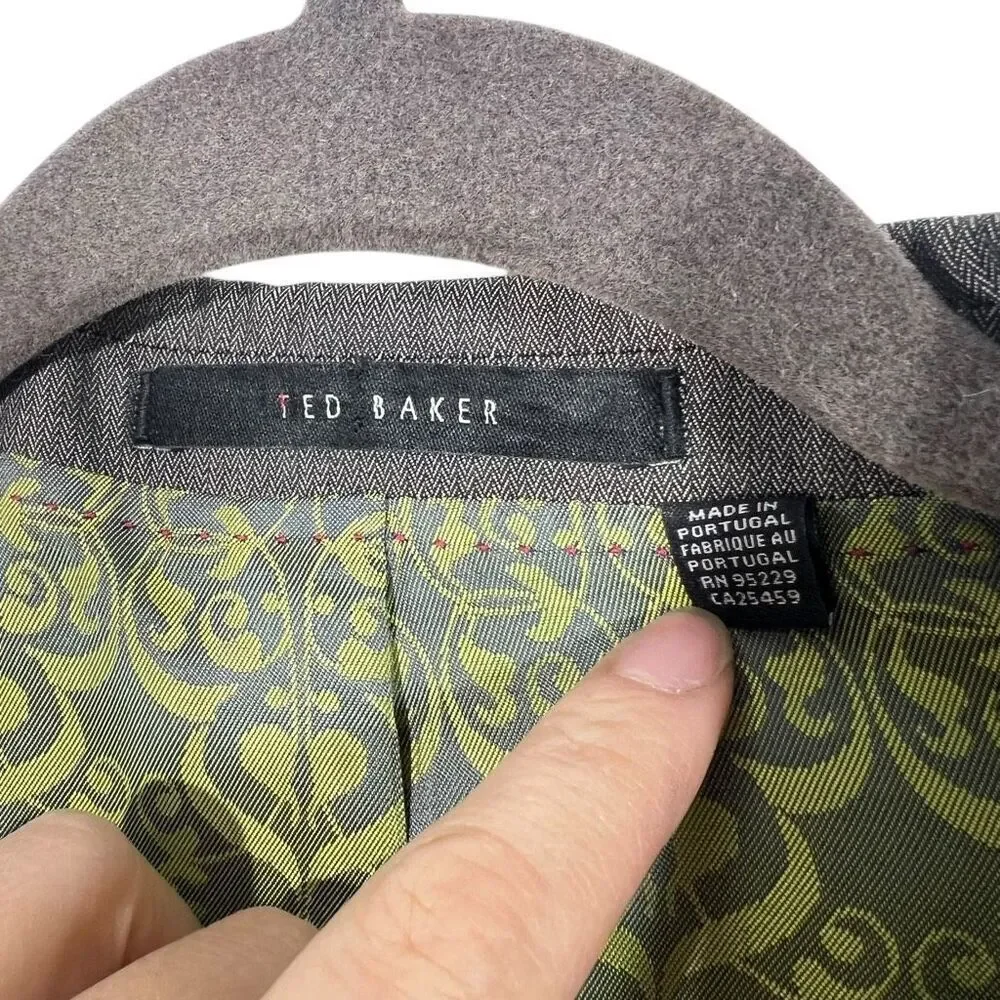 Ted Baker Two Button Jacquard Lined Blazer Gray Notched Lapel Men’s 46